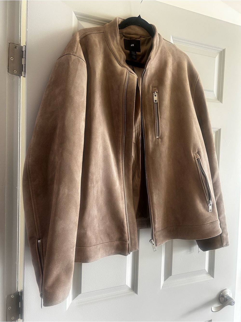 Zara Men's Suede Bomber Jacket - Light Brown XXL